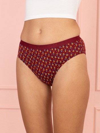 Touch panty Soft Pure 100% Combed Cotton Mid waist hipster Printed Panty - (Pack of 2)