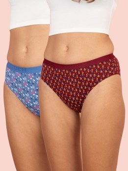 Touch panty Soft Pure 100% Combed Cotton Mid waist hipster Printed Panty - (Pack of 2)