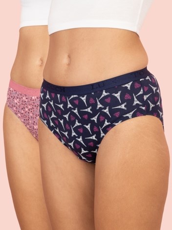 Touch panty Soft Pure 100% Combed Cotton Mid waist hipster Printed Panty - (Pack of 2)