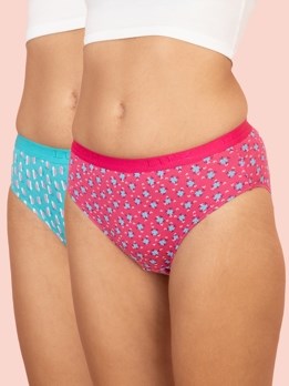 Touch panty Soft Pure 100% Combed Cotton Mid waist hipster Printed Panty - (Pack of 2)