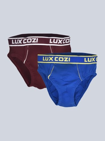 Cozi Boyz Plain Brief Soft Combed Cotton Outer Elastic with Ultrasoft Waistband - Assorted (Pack of 2)