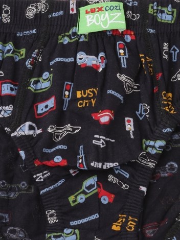 Cozi Boyz Print Brief Soft Combed Cotton Inner Elastic with Ultrasoft Waistband - Assorted (Pack of 2)