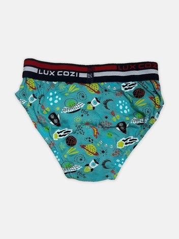 Cozi Boyz Print Brief Soft Combed Cotton Outer Elastic with Ultrasoft Waistband - Assorted (Pack of 2)