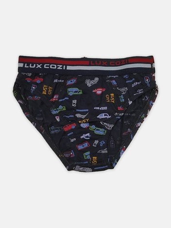 Cozi Boyz Print Brief Soft Combed Cotton Outer Elastic with Ultrasoft Waistband - Assorted (Pack of 2)
