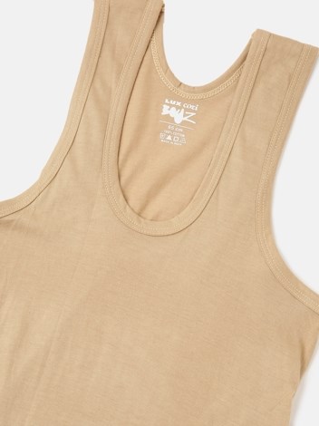 Cozi Boyz Soft Pure 100% Combed Cotton Round Neck Sleeveless Vest - Beige