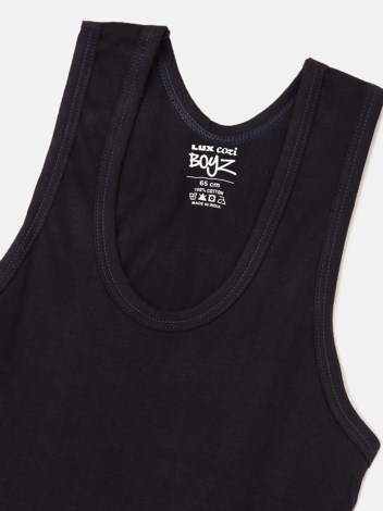 Cozi Boyz Soft Pure 100% Combed Cotton Round Neck Sleeveless Vest - Black