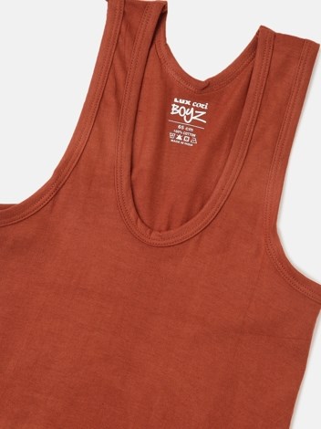 Cozi Boyz Soft Pure 100% Combed Cotton Round Neck Sleeveless Vest - Brick Red