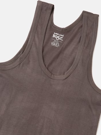 Cozi Boyz Soft Pure 100% Combed Cotton Round Neck Sleeveless Vest - Dark Grey