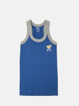 Cozi Boyz Sports Soft Pure 100% Combed Cotton Round Neck Sleeveless Vest - Blue