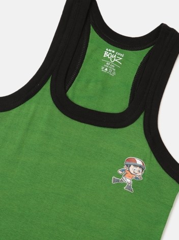 Cozi Boyz Sports Soft Pure 100% Combed Cotton Round Neck Sleeveless Vest - Green