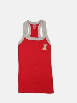 Cozi Boyz Sports Soft Pure 100% Combed Cotton Round Neck Sleeveless Vest - Red