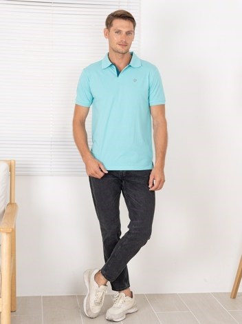 COZI 2121 Super Soft Combed Cotton Regular Fit Polo T-Shirt - Pool Blue