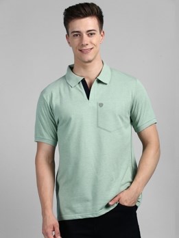 COZI 2122 Super Soft Combed Cotton Regular Fit Polo T-Shirt with Pocket - Mint Green