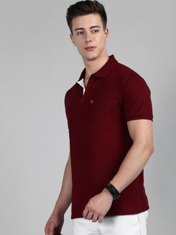 COZI 2122 Super Soft Combed Cotton Regular Fit Polo T-Shirt with Pocket - Maroon