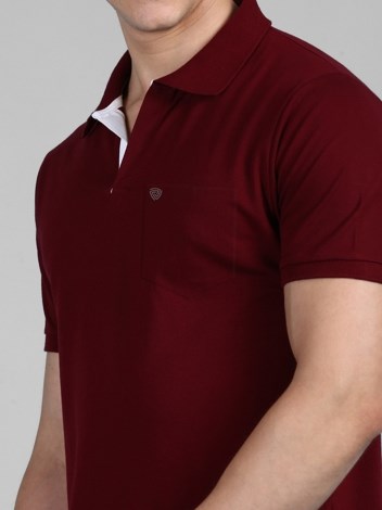 COZI 2122 Super Soft Combed Cotton Regular Fit Polo T-Shirt with Pocket - Maroon