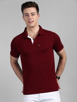 COZI 2122 Super Soft Combed Cotton Regular Fit Polo T-Shirt with Pocket - Maroon