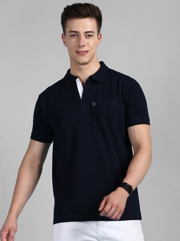 COZI 2122 Super Soft Combed Cotton Regular Fit Polo T-Shirt with Pocket - Navy