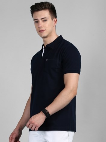 COZI 2122 Super Soft Combed Cotton Regular Fit Polo T-Shirt with Pocket - Navy