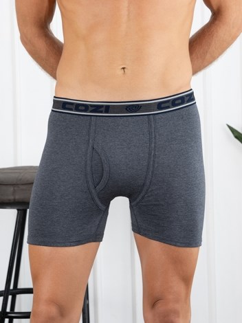 Bigshot Long Interlock Soft Combed Cotton Trunk with Ultrasoft Waistband - Dark Grey