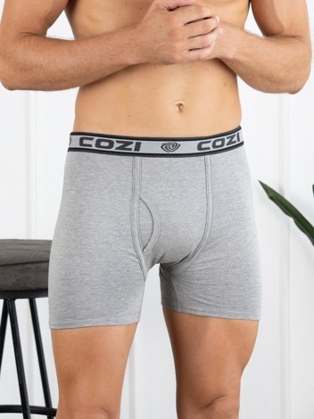 Bigshot Long Interlock Soft Combed Cotton Trunk with Ultrasoft Waistband - Grey Melange