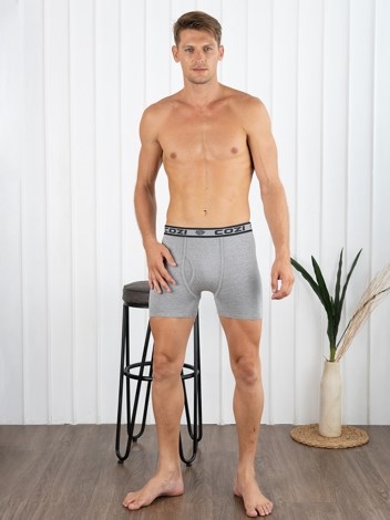 Bigshot Long Interlock Soft Combed Cotton Trunk with Ultrasoft Waistband - Grey Melange