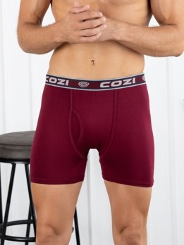 Bigshot Long Interlock Soft Combed Cotton Trunk with Ultrasoft Waistband - Maroon