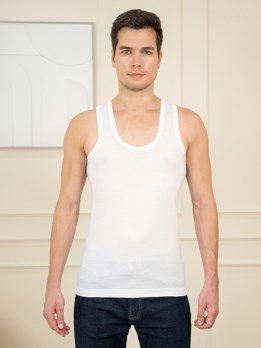 Glo White RN Soft Pure 100% Combed Cotton Round Neck Sleeveless Vest