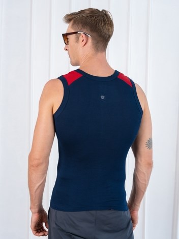 Xylo 888 RN Soft Pure 100% Combed Cotton Round Neck Sleeveless Gym Vest - Mid Blue