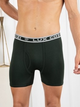 Cozi Rib Premium Combed Cotton with Ultra Soft Waistband Long Trunk - Green