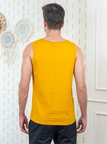 COZI 2111 Soft Pure 100% Combed Cotton Regular Fit Sleeveless T-Shirt - Mustard