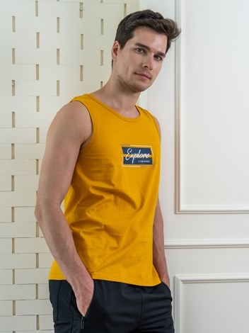 COZI 2111 Soft Pure 100% Combed Cotton Regular Fit Sleeveless T-Shirt - Mustard