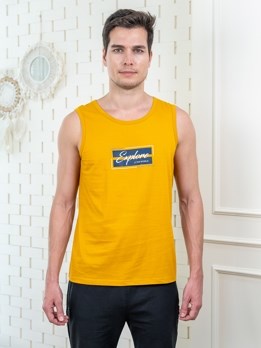 COZI 2111 Soft Pure 100% Combed Cotton Regular Fit Sleeveless T-Shirt - Mustard