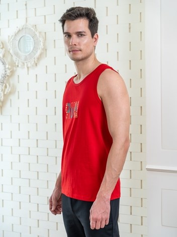 COZI 2111 Soft Pure 100% Combed Cotton Regular Fit Sleeveless T-Shirt - Red