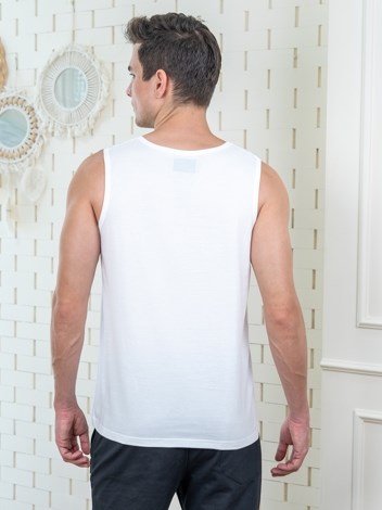 COZI 2111 Soft Pure 100% Combed Cotton Regular Fit Sleeveless T-Shirt - White