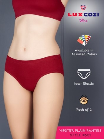 Lux Cozi Her Hipster Panty Set for Women - Cotton Panties for Women Assorted - Pack of 2