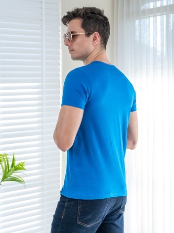 Button Tshirt Super Soft Combed Cotton Half Sleeve T-Shirt - Blue