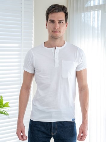 Button Tshirt Super Soft Combed Cotton Half Sleeve T-Shirt - White