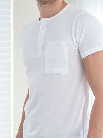 Button Tshirt Super Soft Combed Cotton Half Sleeve T-Shirt - White