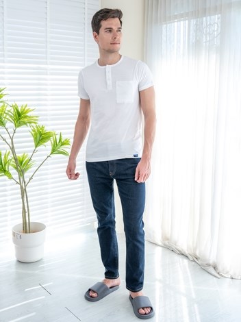 Button Tshirt Super Soft Combed Cotton Half Sleeve T-Shirt - White