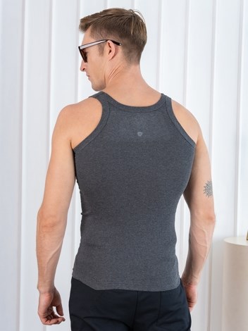 Xylo 777 RN Soft Pure 100% Combed Cotton Round Neck Sleeveless Gym Vest - Charcoal